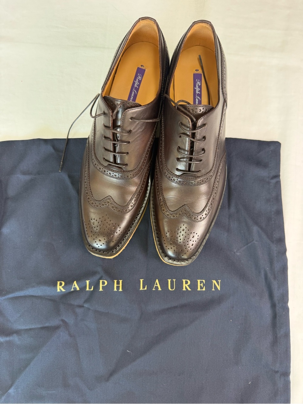 Ralph Lauren Purple Label Shoes Womens 39.5 Leather Wingtip Oxford Made in Italy